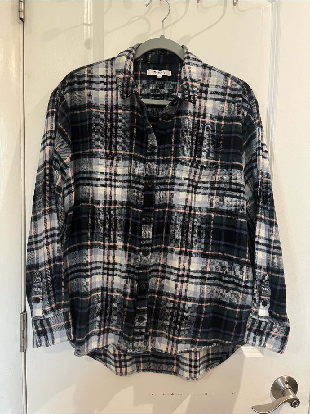 Madewell Flannel Sunday Shirt Cronston Plaid With Pockets Sz L Cozy Cabincore